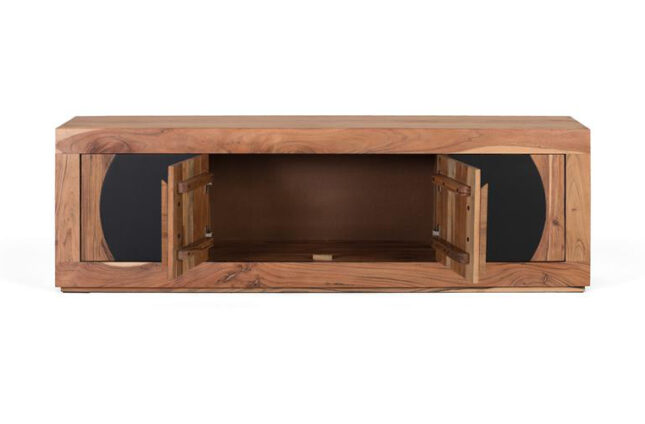 mueble de tv de madera de acacia con 4 puertas