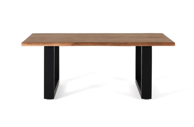 Esta mesa fusiona la calidez natural con la modernidad industrial.