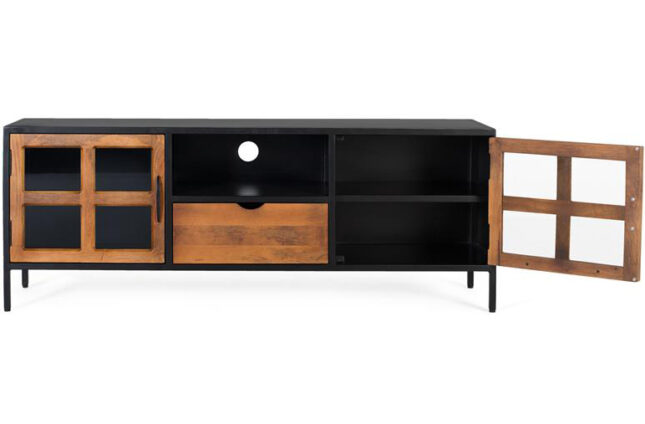 MUEBLE DE TV CON EXTRUCTURA DE METAL Y FRONTALES DE MADERA DE MANGO GINER & COLOMBER