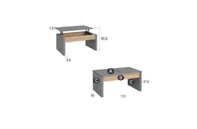 mesa de centro elevable single