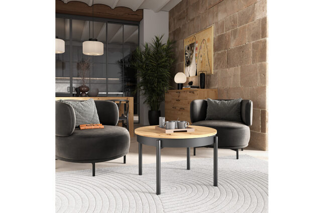 Mesa redonda de centro elevable