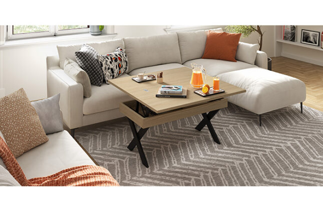 Mesa ce centro elevable y convertible